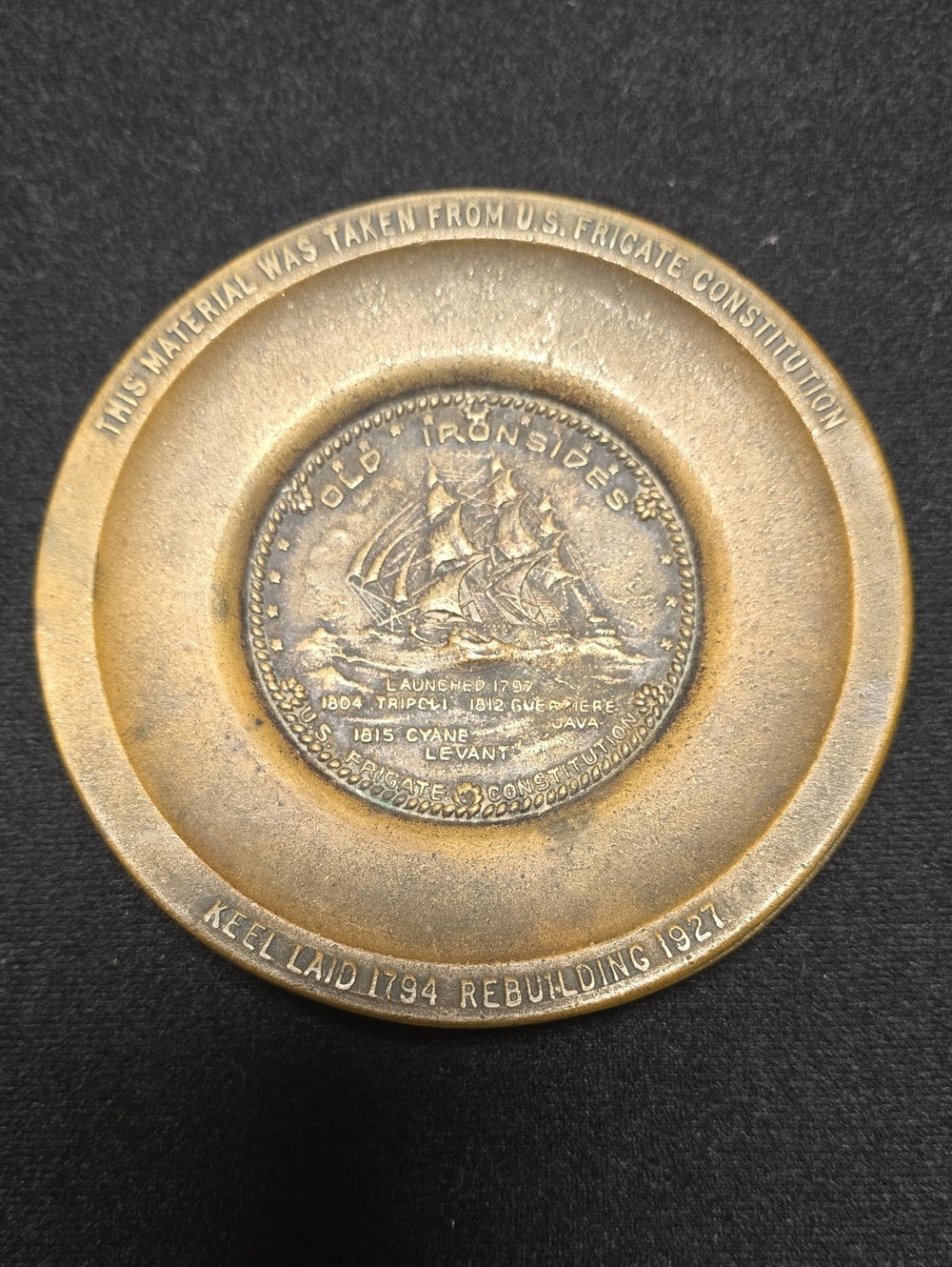 Brass 'Old Ironsides' Souvenir Pin Dish